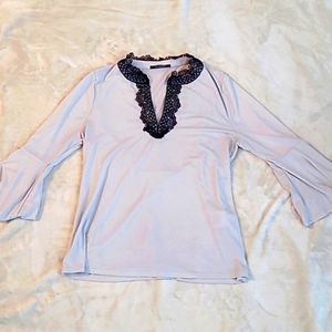 Set of 2 White Blouses with Black Details